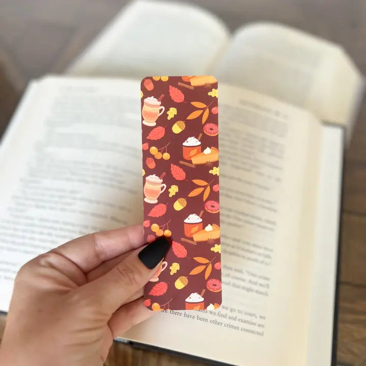 Pumpkin Pie Bookmark Set, Thanksgiving, Fall Beige Floral, Soft Touch Matte