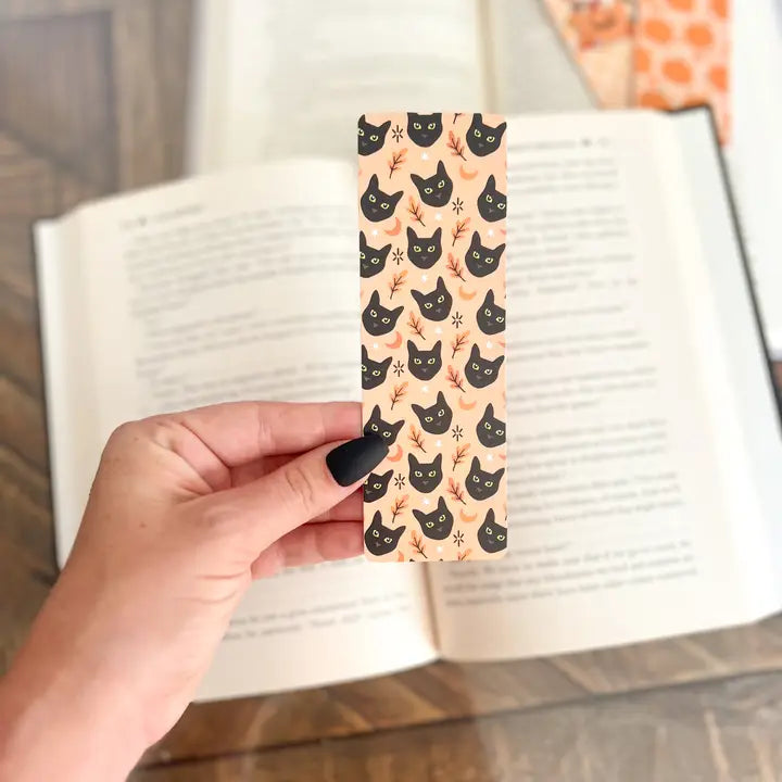 Bookish Ghost Bookmark, Black Cats, Pumpkins Black Cats, Soft Touch Matte