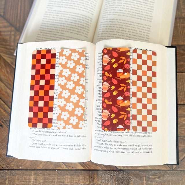 Pumpkin Pie Bookmark Set, Thanksgiving, Fall Beige Floral, Soft Touch Matte