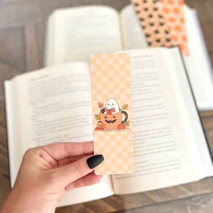 Bookish Ghost Bookmark, Black Cats, Pumpkins Black Cats, Soft Touch Matte